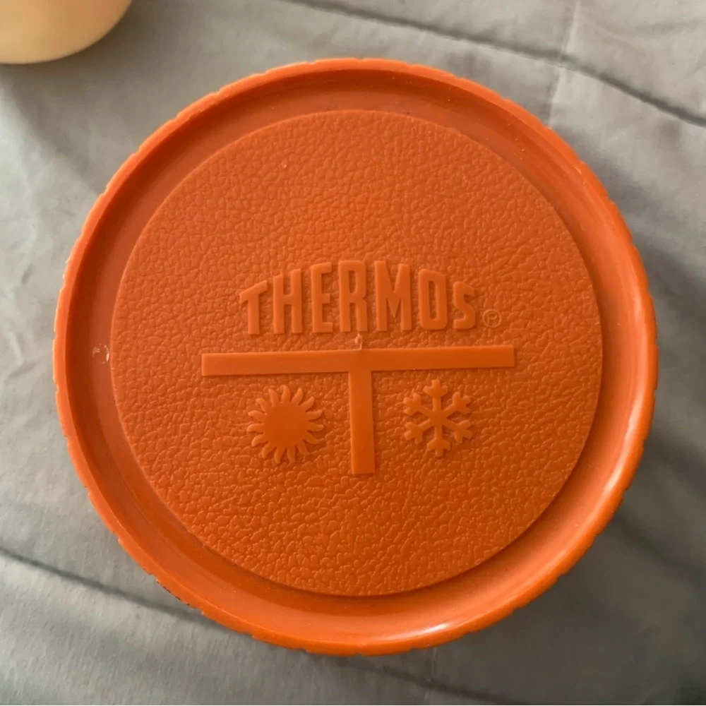 Vintage 1970s Thermos Orange Food Storage Container with Handle